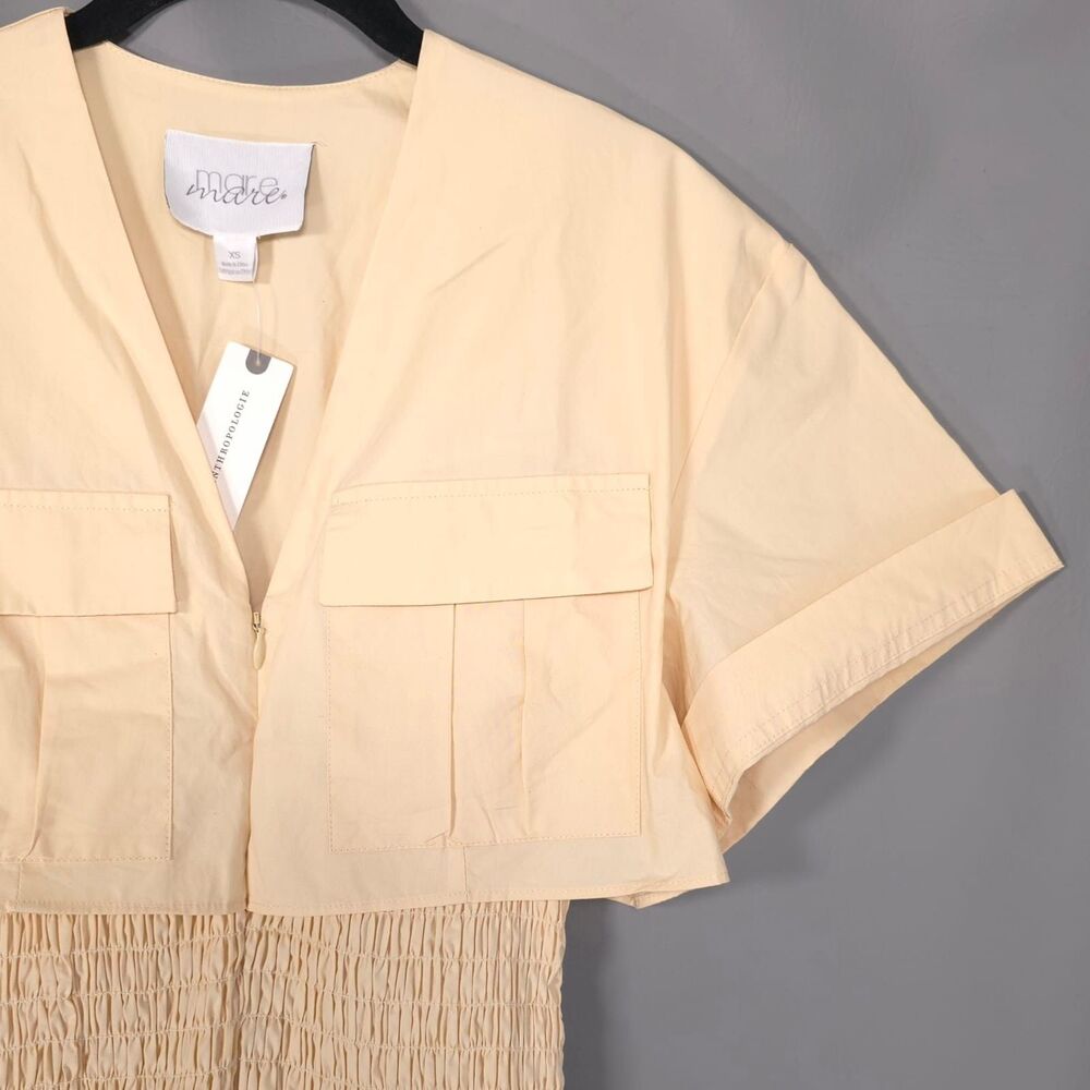 ANTHROPOLOGIE‎ MARE MARE Women’s New Mini Dress XS Khaki Utility Short Sleeve - Picture 10 of 14